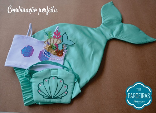 Fantasia Sereia Perola Feminino Infantil Verde com Cauda