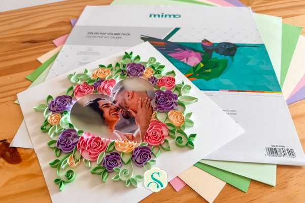 arte do quadro floral em quilling pronta