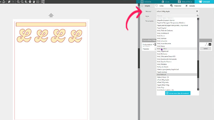 Enviando o corte para a Portrait 4 Enviando o corte para a Portrait 4