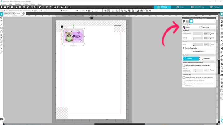 Configurando o print and cut das etiquetas Configurando o print and cut das etiquetas