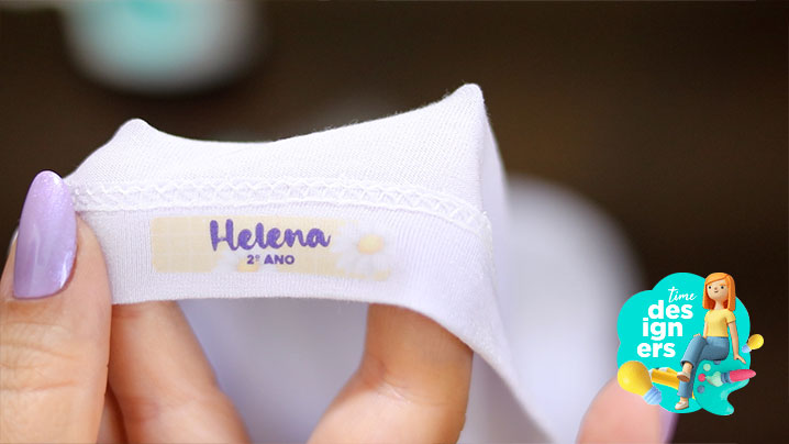 Resultado da etiqueta aplicada na roupa Resultado da etiqueta aplicada na roupa