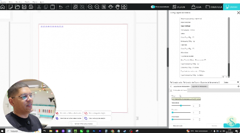 Fazendo a configuração do corte