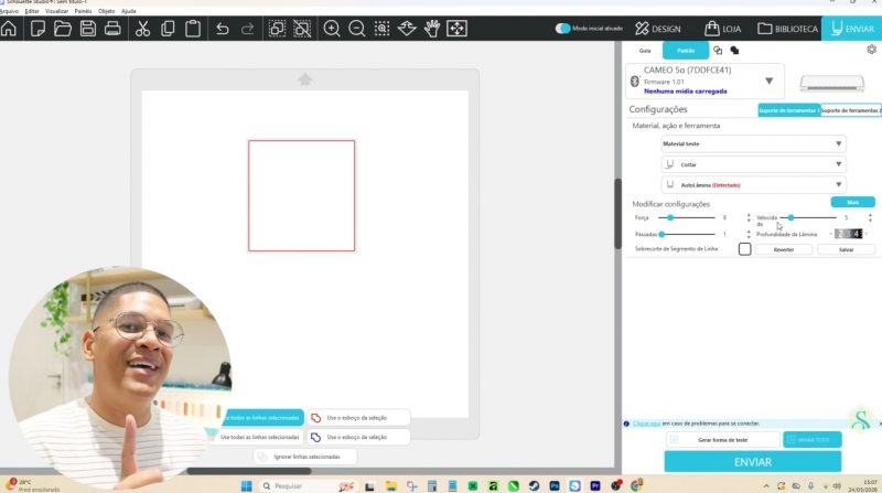 Configurações de corte ideais no silhouette studio